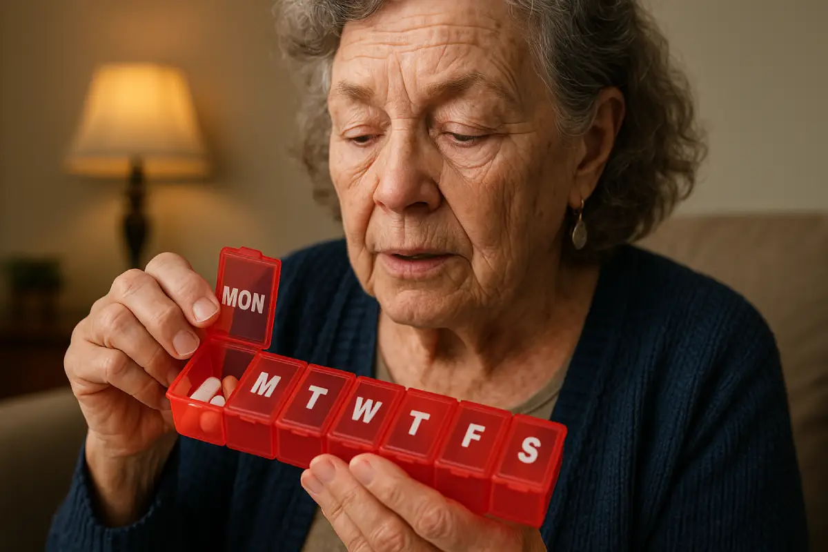 A person holding a pill bottle