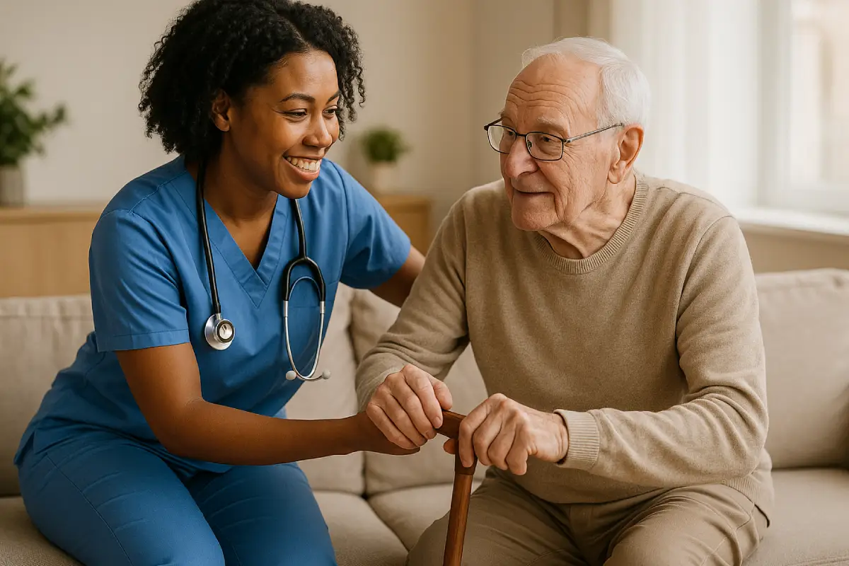 Nurse helping a senior woman (Special Needs plan)